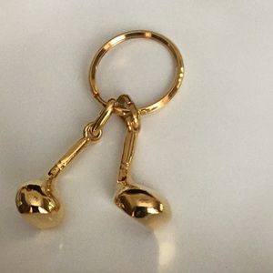 Vintage Golf Clubs Key Chain in GoldTone